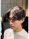 センターパート×毛流れパーマ