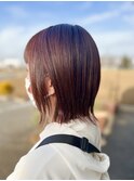 【つくば】大人可愛い外ハネボブ×レッドブラウン