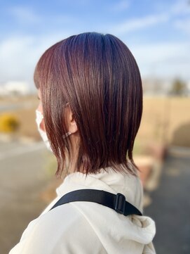 ヘアーデェカラー(hair de KOLOR) 【つくば】大人可愛い外ハネボブ×レッドブラウン