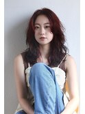 チェリーレッドメニュアンスパーマ