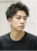 メンズビジネスツーブロックアップバング眉毛カットナチュラル