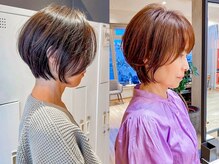 ショート×脱白髪染めで上品なヘアスタイル[髪質改善/縮毛矯正]
