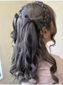 あみかちゅハーフツインのリボンヘア