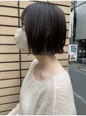 切りっぱなしボブ　ミニボブ　外ハネ　透明感カラー　表参道