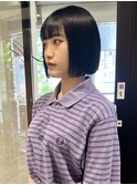 タイトボブ切りっぱなしミニボブ暗髪黒髪ワイドバング/村上
