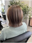 パッツリくびれボブ　さらさら髪質改善カラー　ベージュ