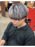 メンズカラーシルバーウルフカット