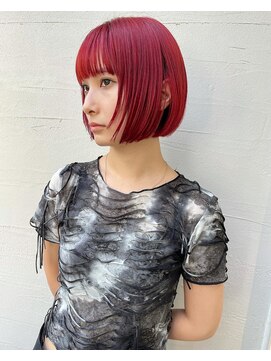 ジェコ ブラン(gecko. brun) レッドカラーボブ/ミニボブ/ハイトーン/ダブルカラー/ピンク