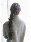 ヘアアレンジ　サイド編みおろし