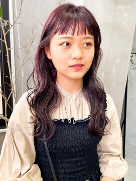 テトヘアー(teto hair) ピンクパープルピンク紫ロングヘアウェーブヘア