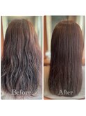 髪質改善ヘアエステストレート+水素カラー
