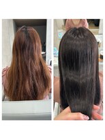 キング(K!ng)&nbsp;縮毛矯正髪質改善ハイライトレイヤーカット楠葉美容室エクステ