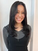 パーク 福岡天神西通り店(parc) センターパート 顔周りカット 黒髪 レイヤーカット 艶髪 20代