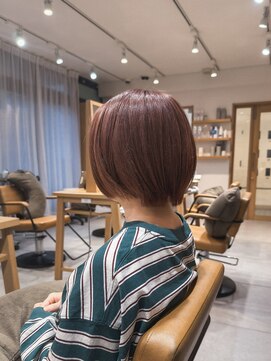 ショートボブ ピンクベージュ 20代30代40代【1ブリーチ】