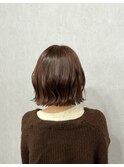 ピンクブラウン×切りっぱなしボブ【渡辺俊弥】梅田
