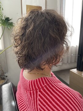 ユノ(juno) 【中目黒】レイヤーボブパーマ☆白髪ぼかしカラーくるくるパーマ