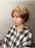◯ショート　ボブ　デザインカラー　ブリーチ　エンドカラー