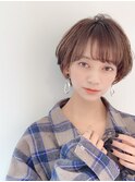【東 純平】大人かわいい ラフ ショートボブ マロンベージュ