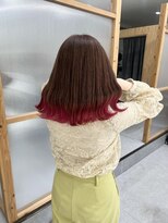 アネラ(Anela)&nbsp;裾カラーピンク　切りっぱなしミディアム【平井】