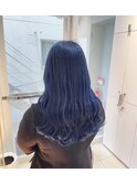 韓国風かわいい透明感ネイビーブルー/ブリーチあり