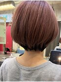 ショートボブ　ボブ　アンブレラカラー　ミルクティーピンク