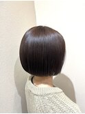 切りっぱなしボブ×ラベンダーブラウン