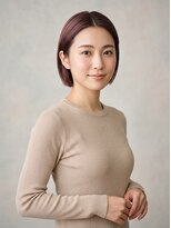 ヘアーサロン 6(hair salon)&nbsp;センターパートツヤストレートボブ×モーブピンク