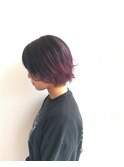 ショートの グレージュパープルグラデーション