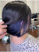 ナチュラルツヤ感寒色カラーインナーカラーノーブルショートボブ