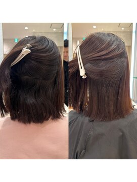 シンズ 銀座(sins) 内側の強い癖でまとまらないボブも乾かすだけで艶髪に!