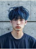 青/ブリーチ/韓国マッシュ/ダークアッシュ/ニュアンスパーマ