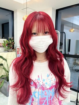 リル 溝の口(LiL) レッドカラー/溝の口/ブリーチ/ダブルカラー/レイヤーカット