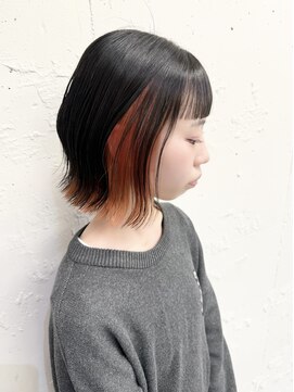 ヘアサロン エフ 渋谷(F) #インナーカラー#オレンジ#ボブ