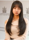 ニュアンスレイヤー/韓ドル風ロング/うぶバング/束感前髪/若見え