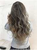 レイヤーロング前髪パーマグレーベージュレイヤーロング11