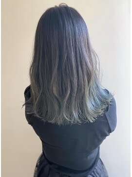 エル セルカ 高田馬場(el CERCA) 外国人風バレイヤージュ×シルバーグリーングラデーションカラー