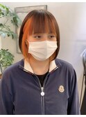インナーカラー×オレンジ×フェイスフレミング×ボブ