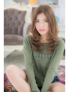 ミック 日暮里店(miq) 外国人風無造作カール段カットオレンジブラウンa1