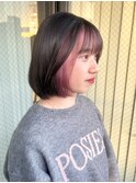 ピンクインナーカラー イヤリングカラー 暖色デザインカラー