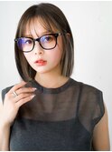 ◯ぱっつん前髪流し前髪鎖骨ミディアムボブ耳かけボブパーマ小顔