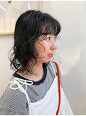 20代30代秋冬暗髪カラーレイヤーボブパーマ小顔ショート