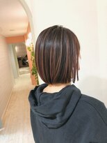 ルッソリベラ 池袋(Lusso libera)&nbsp;ワンレンボブ/ダークアッシュハイライト/30代/40代/50代