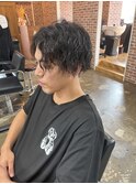 メンズウェーブヘアメンズアッシュカラースパイラルパーマ