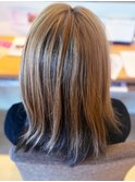 20代30代40代ダブルカラー透明感毛先パーマ肩ライン外ハネ