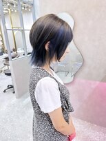 ロンド レア 天神大名店(Lond Le’a)&nbsp;ダブルカラーネイビーブルーケアブリーチインナーカラー韓国