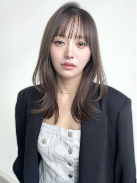 ヴェイン 渋谷(vain) ★くびレイヤー黒髪エモージュ小顔レイヤーロンググレーベージュ