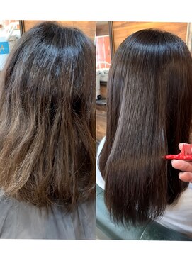 ファニー ヘアファクトリー(FUNNY hair factory) 縮毛矯正ビフォー→アフター