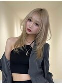 美髪/ワイドバング/外ハネボブ/ホワイトブロンド[名古屋駅/名駅]