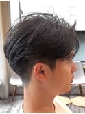 韓国マッシュフェザーパーマニュアンスパーマセンターパート黒髪