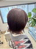 しっとり艶感 ミディアムボブ × シアーボルドーブラウン